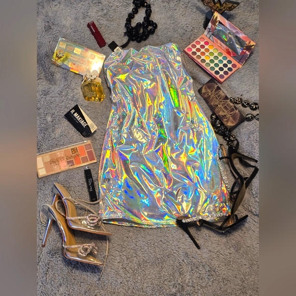 Beautiful silver rainbow metallic dress M & L - Picture 5 of 5